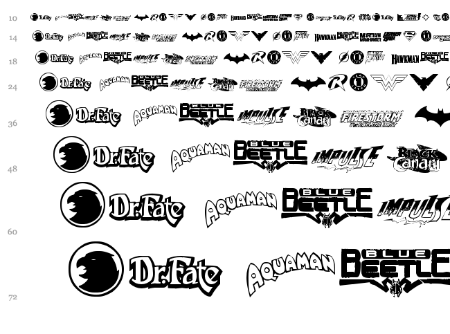 DC Comics font waterfall